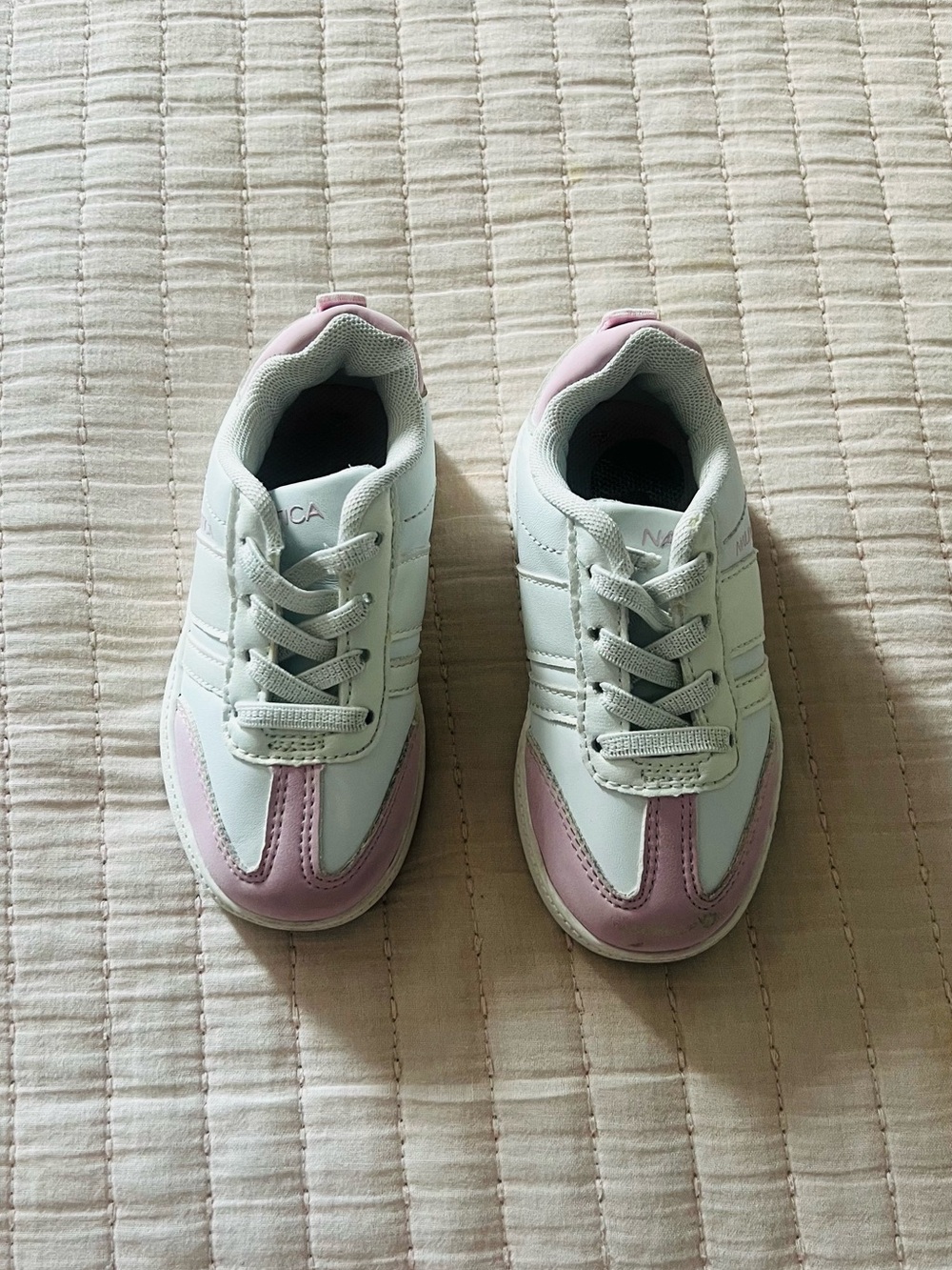 Nautica Kids White and Pink Accent Sneakers